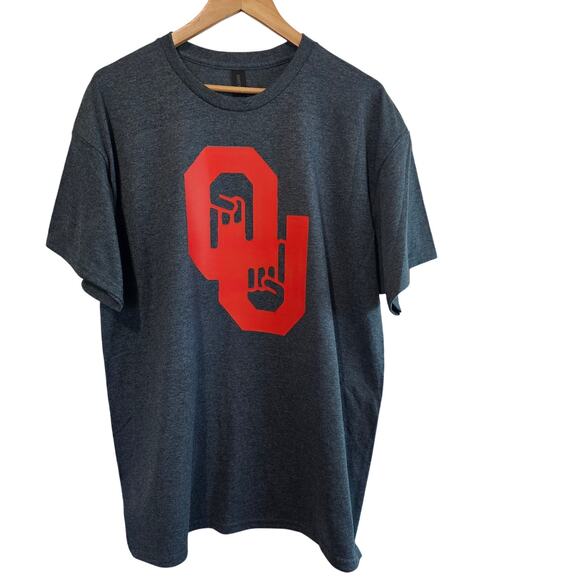 Oklahoma University OU T-Shirt Men XL Dark Grey Red Only One Horns Down Sooners - Picture 1 of 9